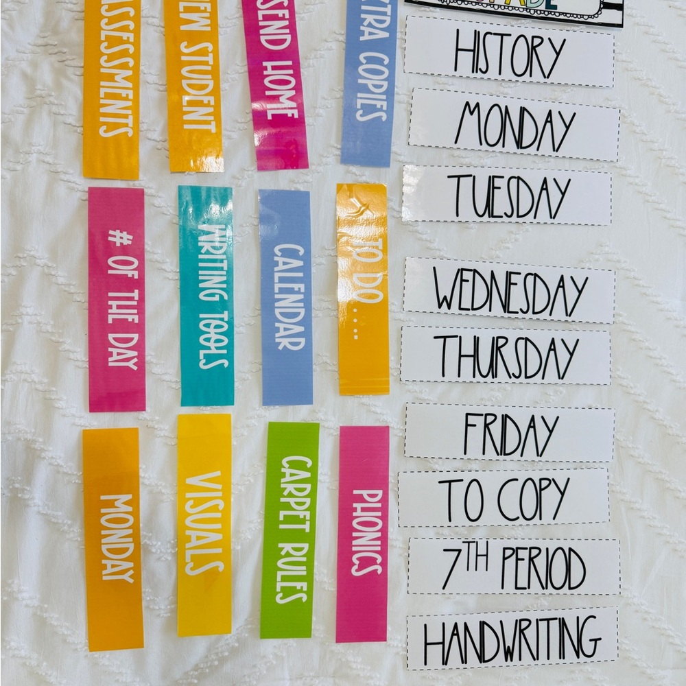 Colorful Classroom Organization Labels Set